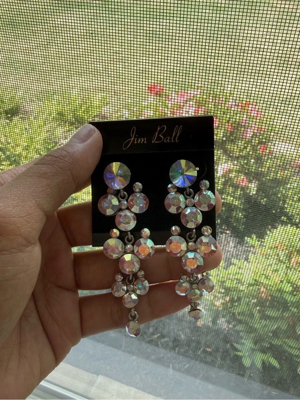 Jim Ball Iridescent Crystal Chandelier Bubble Earrings